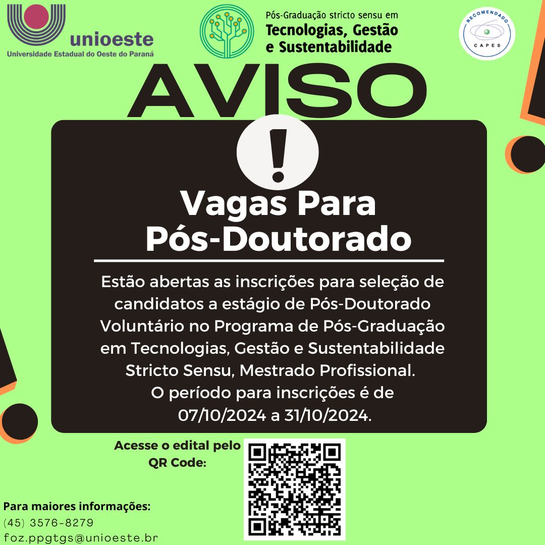 Está aberto o Processo de Seleção para Estágio de Pós-Doutorado